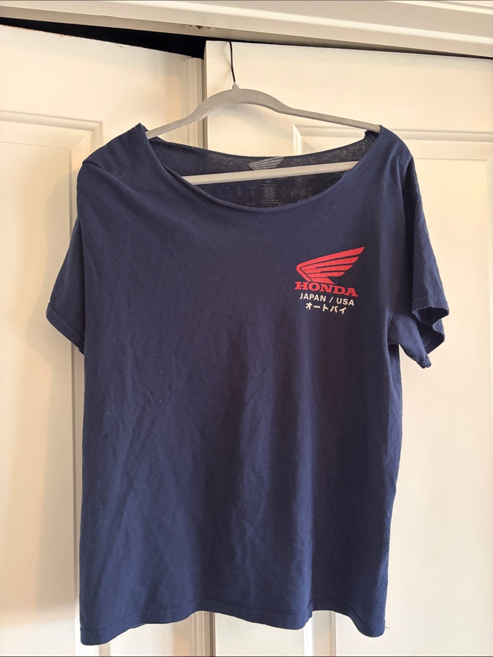 Honda Off the Shoulder Navy Blue Logo Tee